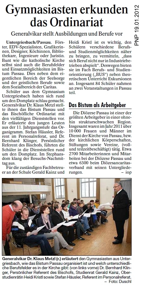P-Seminar besucht das Ordinariat Passau